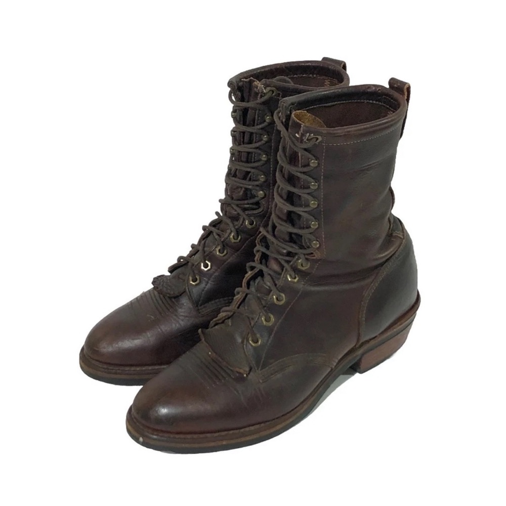 Vintage Chippewa Packer Men's Cowboys Boot Brown Leather Mid Calf Boot
